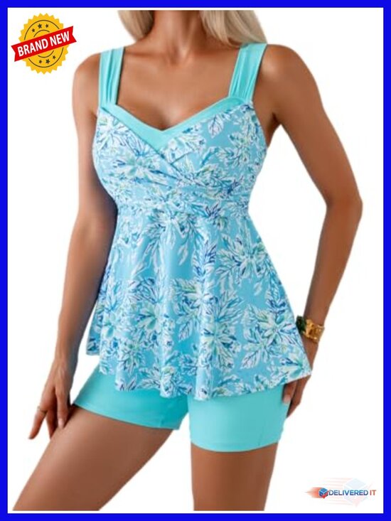 Other - Tankini Swimsuits with Tummy Control Two Piece Modest Bathing Suit Floral Skirt